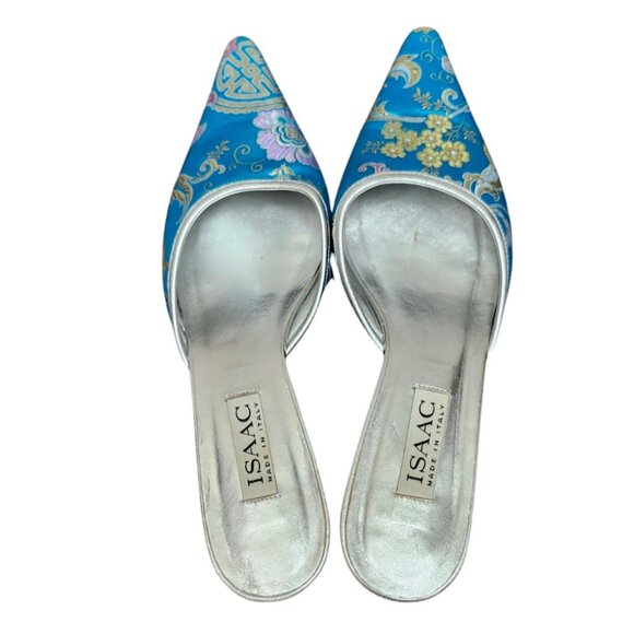 Isaac Mizrahi Turquoise Blue slip- on Mules Textile Size 8 B - Picture 5 of 12